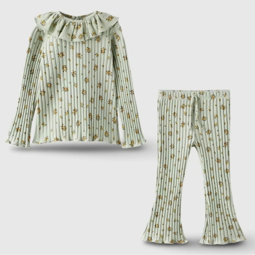 ZARA GIRLS RUFFLED FLORAL MATCHING SET